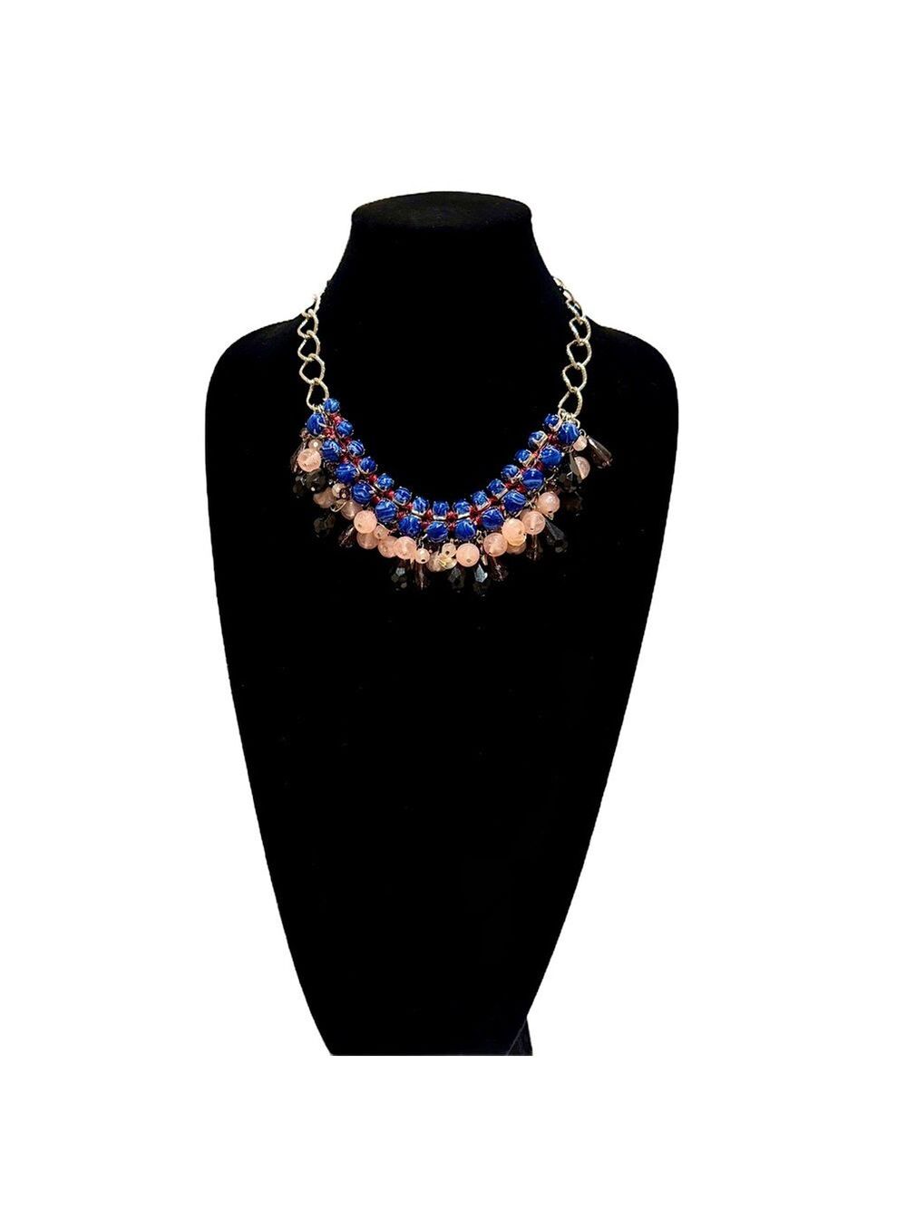 SWEET TREAT | TALBOTS Pink & Blue Bauble Beaded Statement Necklace | NWOT - Picture 5 of 7
